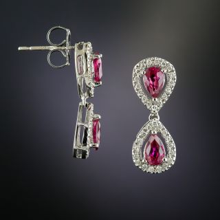 Estate Ruby and Diamond Double Tear Drop Earrings