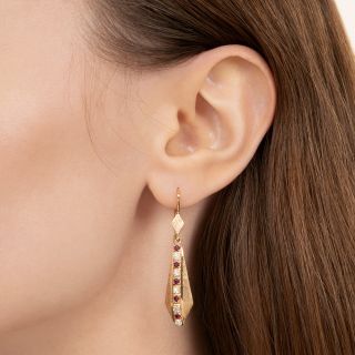 Estate Ruby and Diamond Drop Earrings 