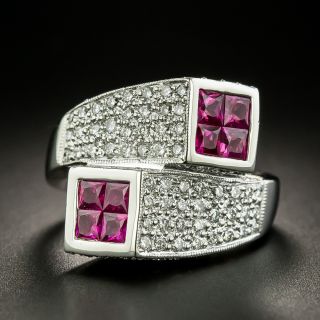 Estate Ruby and Diamond Geometric Bypass Ring - 2