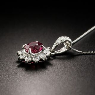 Estate Ruby and Diamond Halo Pendant