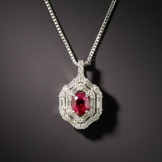 Estate Ruby and Diamond Pendant - 2