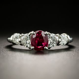 Estate Ruby and Heart-Shaped Diamond Ring - 1