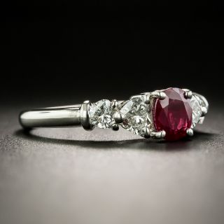 Estate Ruby and Heart-Shaped Diamond Ring