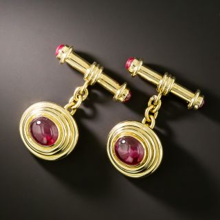 Estate Ruby Cuff Links, English  - 3
