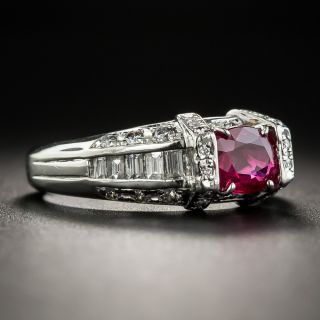 Estate Ruby Platinum Diamond Ring
