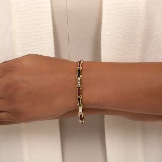 Estate Ruby, Sapphire, and Diamond Line Bracelet