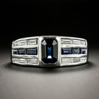 Estate Sapphire and Diamond Band Style Ring - 2