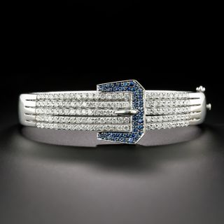 Estate Sapphire and Diamond Buckle Bangle Bracelet - 2