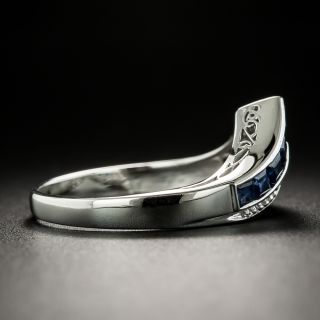 Estate Sapphire and Diamond Chevron Band Ring