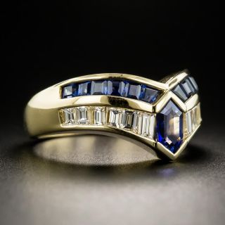 Estate Sapphire and Diamond Chevron Ring