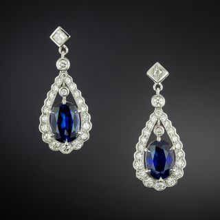 Estate Sapphire and Diamond Drop Earrings - 2