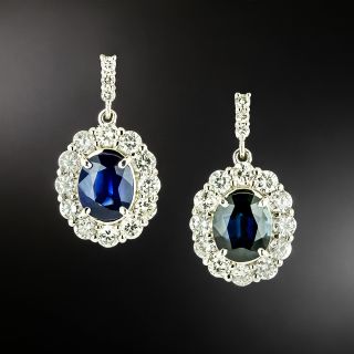Estate Sapphire and Diamond Drop Earrings - GIA - 2