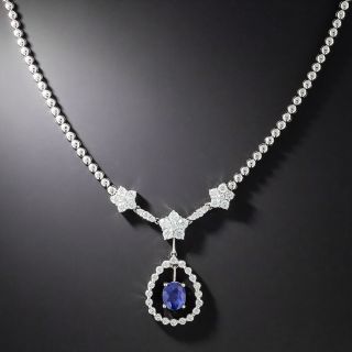 Estate Sapphire and Diamond Drop Necklace - 1