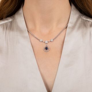 Estate Sapphire and Diamond Drop Necklace