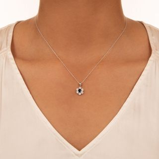 Estate Sapphire And Diamond Drop Pendant