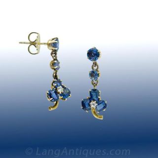 Estate Sapphire and Diamond Earrings