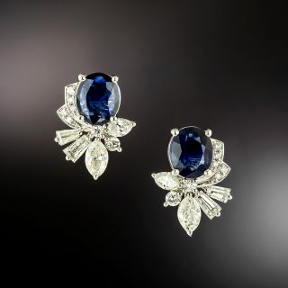 Estate Sapphire and Diamond Earrings - 2