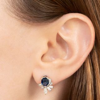 Estate Sapphire and Diamond Earrings