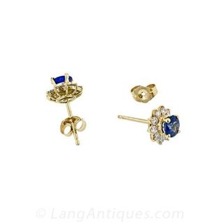 Estate Sapphire and Diamond Earrings