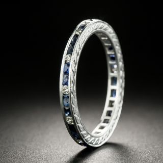 Estate Sapphire and Diamond Eternity Band, Size 6 1/4 - 1