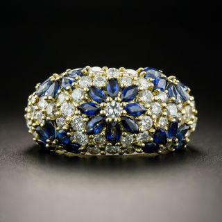Estate Sapphire and Diamond Floral Ring - 2
