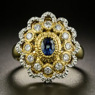 Estate Sapphire and Diamond Flower Cocktail Ring - 2