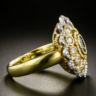 Estate Sapphire and Diamond Flower Cocktail Ring