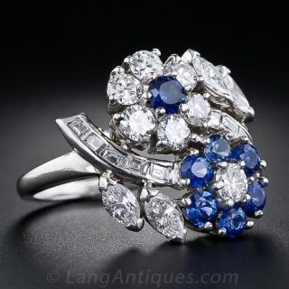 Estate Sapphire and Diamond Flower Ring