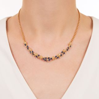 Estate Sapphire and Diamond Garland Necklace