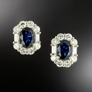 Estate Sapphire and Diamond Halo Earrings - 2