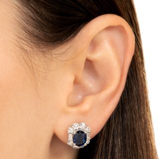 Estate Sapphire and Diamond Halo Earrings