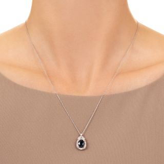 Estate Sapphire and Diamond Halo Pendant - GIA 