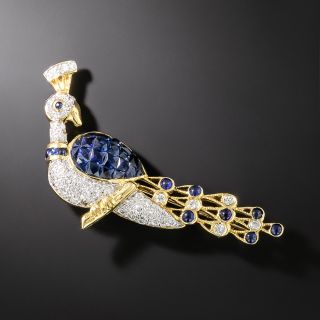 Estate Sapphire and Diamond Peacock Brooch - 2