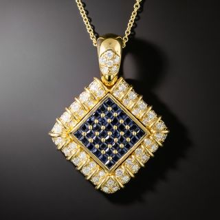 Estate Sapphire and Diamond Pendant - 2