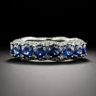 Estate Sapphire and Diamond-Sided Eternity Band, Size 6 - 3