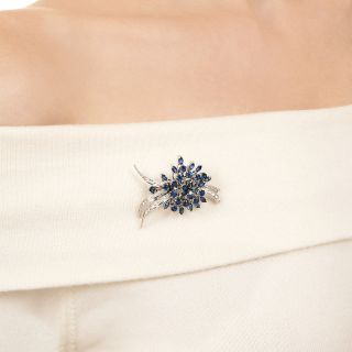 Estate Sapphire and Diamond Spray Brooch