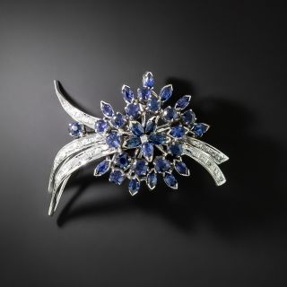 Estate Sapphire and Diamond Spray Brooch - 2