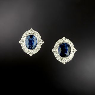 Estate Sapphire and Diamond Stud Earrings - GIA - 2