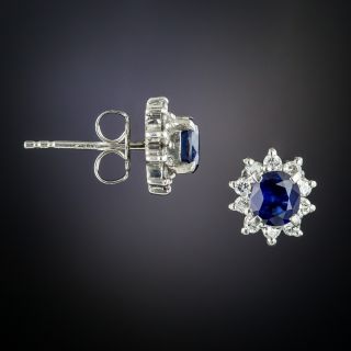 Estate Sapphire and Diamond Stud Earrings