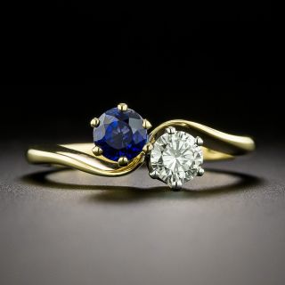 Estate Sapphire and Diamond Toi et Moi Ring by Garrard of London - 2