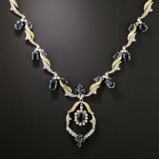 Estate Sapphire and Diamond Two-Tone Necklace - 4