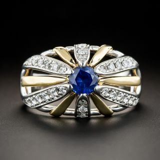 Estate Sapphire and Diamond Two-Tone Starburst Ring - 3