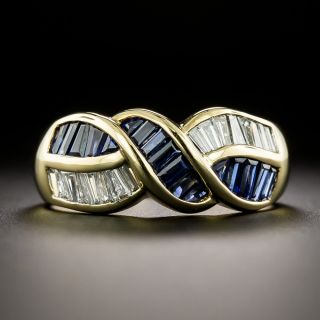 Estate Sapphire and Diamond Weave Ring - 2