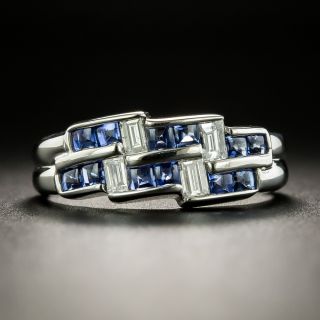 Estate Sapphire and Diamond Zig-Zag Ring - 2