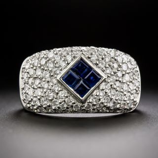 Estate Sapphire and Pavé Diamond Band Ring - 3