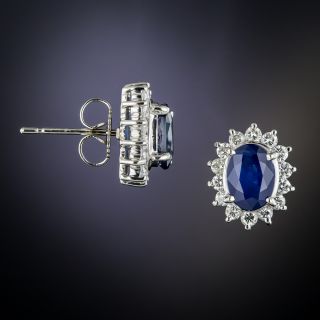 Estate Sapphire Diamond Halo Earrings