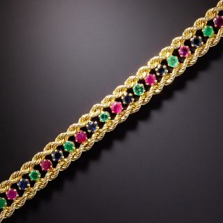 Estate Sapphire, Ruby and Emerald Bracelet - 1