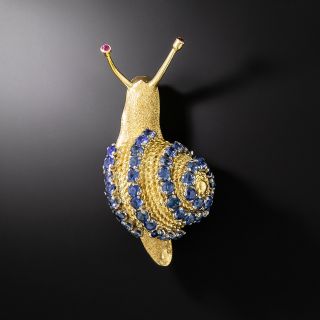 Estate Sapphire Snail Brooch - 2