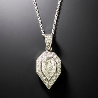 Estate Shield Shaped Diamond Pendant - 3