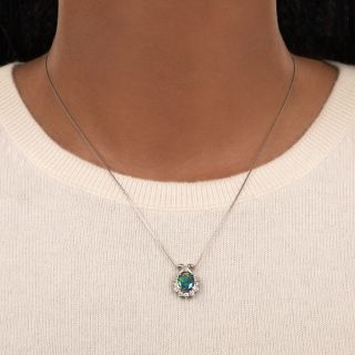 Estate Small Black Opal and Diamond Pendant